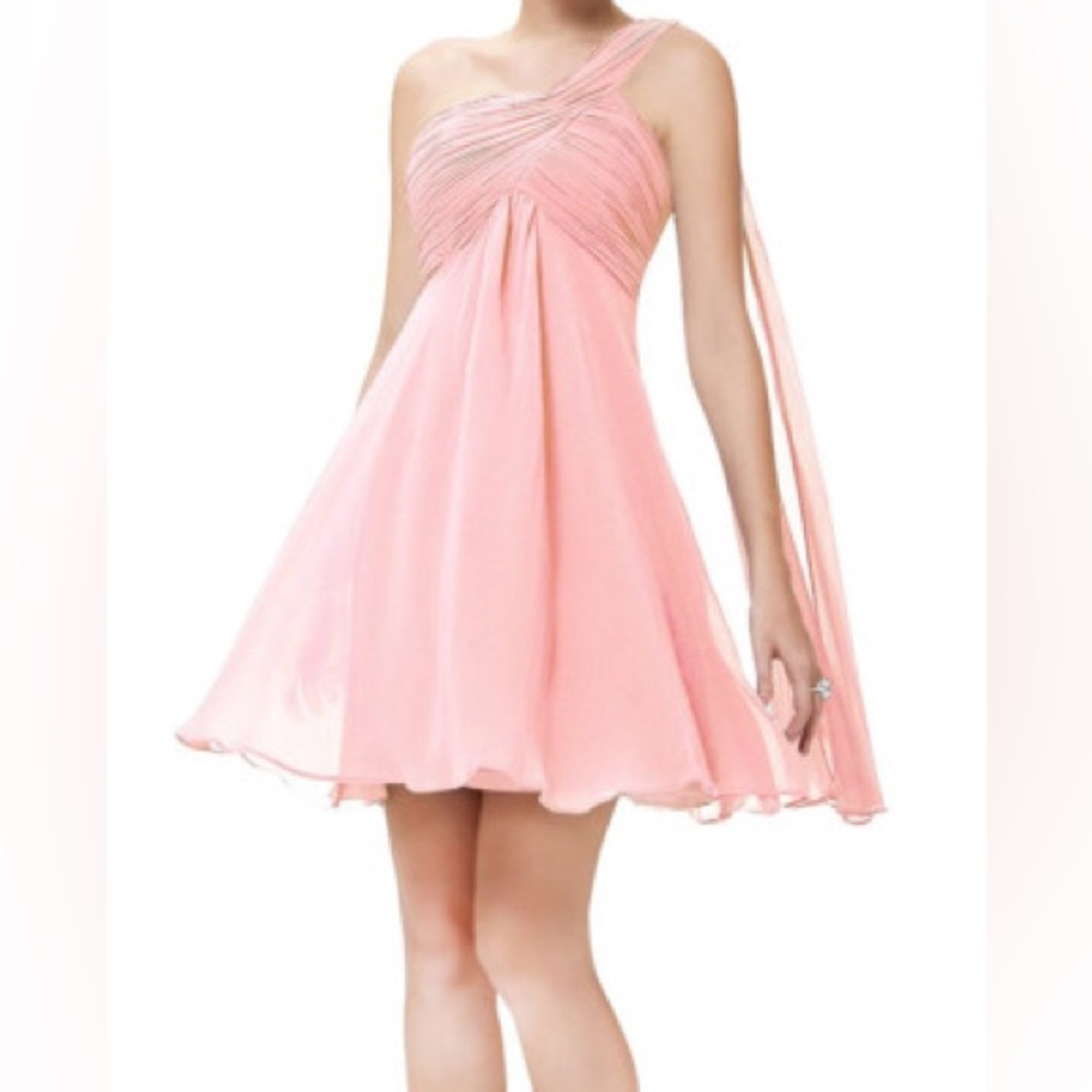Ever Pretty Women's Elegant One Shoulder Ruched Chiffon Cocktail Dress, Pink 16